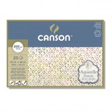 "Canson"   Блок для акварели AQUARELL CP Torchon   300 г/м2  A4+   36 х  25 см  склейка с четырех сторон   20 л. C400106443