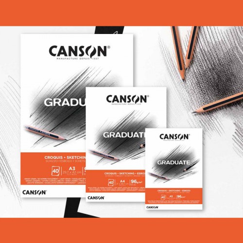 "Canson"   Альбом для набросков "Graduate Sketching"   96 г/м2  A3   29.7 х  42 см  склейка с одной стороны   40 л. С400110363