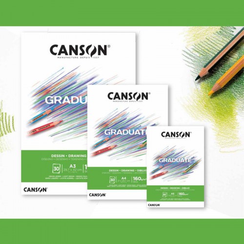 "Canson"   Альбом для смешанных техник "Graduate Drawing"   160 г/м2  A3   29.7 х  42 см  склейка с одной стороны   30 л. C400110366