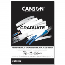 "Canson"   Альбом для смешанных техник "Graduate"   120 г/м2  A3   29.7 х  42 см  склейка с одной стороны   20 л. C400110387 Черная бумага