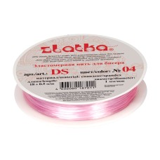 "Zlatka"   / "Gamma"   Эластомерная нить (спандекс)   DS  d 1 мм  10 х  18 м ± 0.5 м №04 бело-розовый