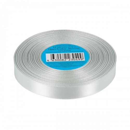 Лента атласная 12 мм ( 1/2 ")  "Gamma"   33 м ± 2 м №518L(14-4104) серый