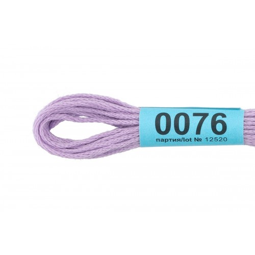 Нитки для вышивания "Gamma"    мулине  ( 0001-0206 )  100\% хлопок   24 x  8 м №0076 св.сиреневый