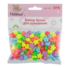 "Hobbius"   Набор бусин для рукоделия "Конфетти"   DFB   6 шт №03 звездочки/сердечки
