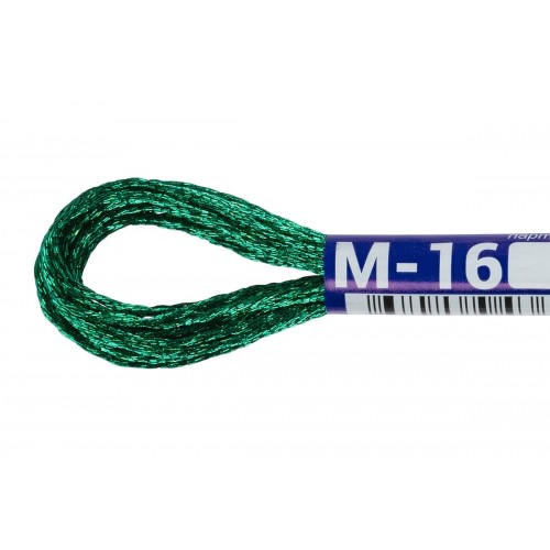 Нитки для вышивания "Gamma"   мулине  NM   металлик   100\% полиэстер   12 x  8 м М-16 изумрудный