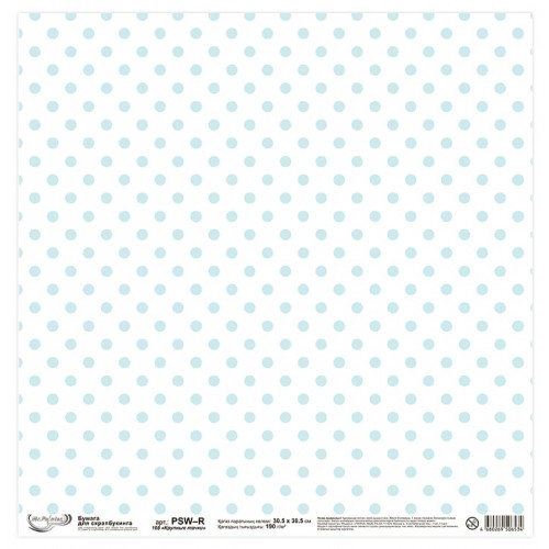 Бумага для скрапбукинга "Mr.Painter"   PSW-R   190 г/кв.м  30.5 x 30.5 см  10 шт. 108 "Крупные точки"