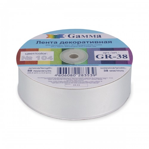 "Gamma"   репсовая лента   GR-38   38 мм  1.1/2 "  45.5 м №104 св.серый