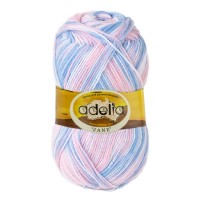 Пряжа ADELIA "JANE"   100\% акрил   10 шт. х  50 г  227 м ± 10 м №04 белый-голубой-бл.розовый
