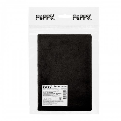 "PEPPY"   Плюш   PEV   ФАСОВКА   48 x 48 см  273 г/кв.м ± 5   100\% полиэстер 02 черный/black