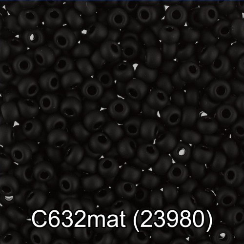 Бисер Чехия "GAMMA" круглый 3   10/0   2.3 мм  50 г  1-й сорт C632mat чёрный мат. ( 23980 )