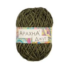 Пряжа ARACHNA "Jute"   100\% джут   5 шт. х  100 г ± 10 г  90 м ± 5 м № 019 т.зелёный