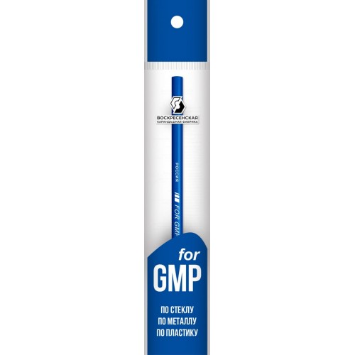 "ВКФ"   "For GMP"   Карандаш для письма по стеклу, металлу, пластику  ПП пакет   2М (2B)   незаточенный   25 шт. 1P-1381 СИНИЙ