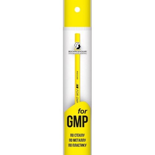 "ВКФ"   "For GMP"   Карандаш для письма по стеклу, металлу, пластику  ПП пакет   2М (2B)   незаточенный   25 шт. 1P-1382 ЖЕЛТЫЙ