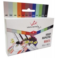 "VISTA-ARTISTA"   Style   Набор маркеров на спиртовой основе   SMA-12   0.7 мм - 7 мм   12 цв.  перо круглое/скошенное 10 - Манга