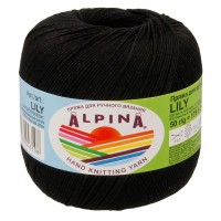 Пряжа ALPINA "LILY"   100\% мерсеризованный хлопок   10 шт. х  50 г  175 м ± 5 м №002 ЧЕРНЫЙ