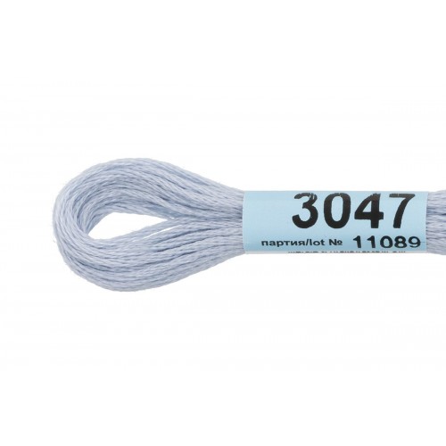 Нитки для вышивания "Gamma"    мулине  ( 0820-3070 )  100\% хлопок   24 x  8 м №3047 нежно -голубой