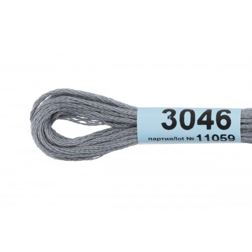 Нитки для вышивания "Gamma"    мулине  ( 0820-3070 )  100\% хлопок   24 x  8 м №3046 серый