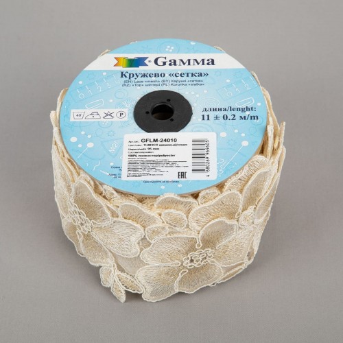 Кружево "Gamma"   "сетка"   95 мм  GFLM-24010   в рулоне   11 м ± 0.2   Турция TL003CR кремовый