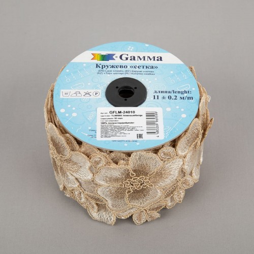 Кружево "Gamma"   "сетка"   95 мм  GFLM-24010   в рулоне   11 м ± 0.2   Турция TL005BE бежевый