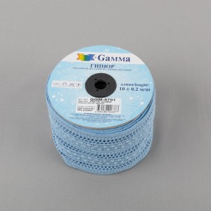 Гипюр "Gamma"   87 мм  GGM-8701   в пакете   10 м ± 0.2   Турция GP011B голубой