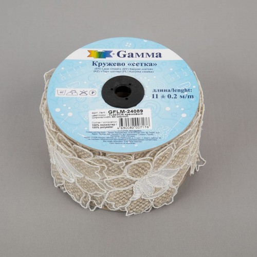 Кружево "Gamma"   "сетка"   85 мм  GFLM-24089   в рулоне   11 м ± 0.2   Турция TL003CR кремовый