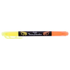 "Pentel"   Текстовыделители двухцветные Twin Checker   3.5 мм   перо скошенное   12 шт. SLW8-GF желтый-оранжевый