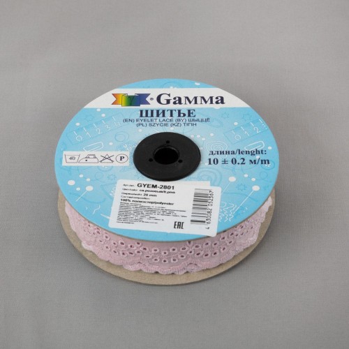 Шитье "Gamma"   28 мм  GYEM-2801   в рулоне   10 м ± 0.2 м  Турция св.розовый