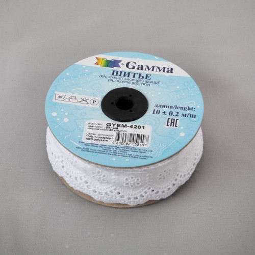 Шитье "Gamma"   42 мм  GYEM-4201   в рулоне   10 м ± 0.2 м  Турция белый