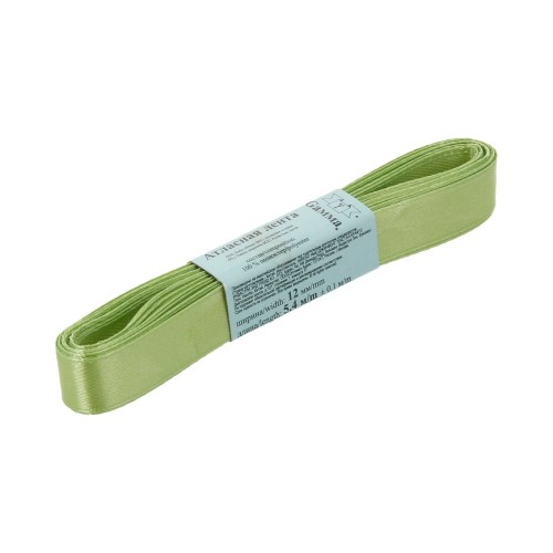 Лента атласная 12 мм ( 1/2 ")  "Gamma"   AL-12P   ФАСОВКА   10 x  5.4 м №062 бл.зеленый