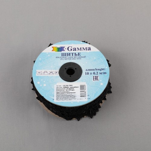 Гипюр "Gamma"   53 мм  GGM-5301   в рулоне   10 м ± 0.2 GP002BL черный