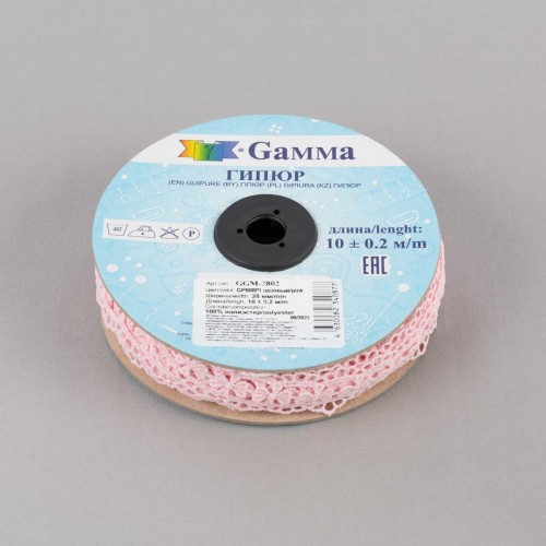 Гипюр "Gamma"   28 мм  GGM-2802   в рулоне   10 м ± 0.2 GP008PI розовый