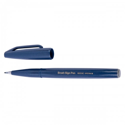 "Pentel"   Фломастер-кисть Brush Sign Pen   2,0 мм   кисть SES15C-CAX темно-синий