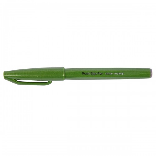 "Pentel"   Фломастер-кисть Brush Sign Pen   2,0 мм   кисть SES15C-D2X оливковый