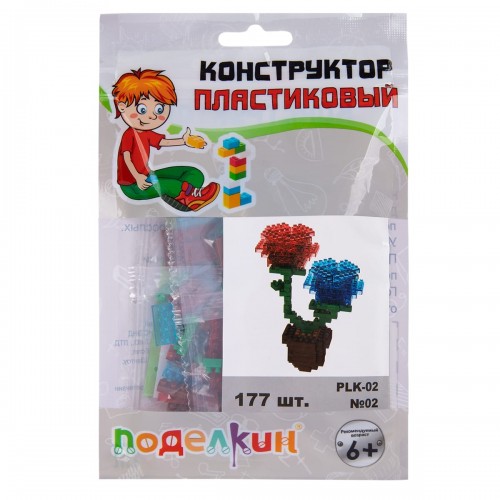 "Поделкин"   PLK-02   Конструктор пластиковый №02 Роза 177 элемент.