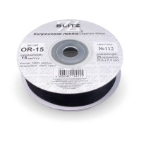 Лента капроновая 15 мм ( 5/8 ")  "BLITZ"   OR-15   22.8 м ± 0.5 м №112 черный