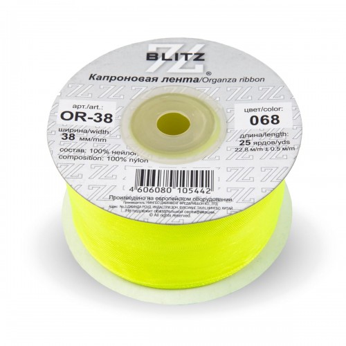Лента капроновая 38 мм ( 1 1/2 ")  "BLITZ"   OR-38   22.8 м ± 0.5 м №068 салатовый