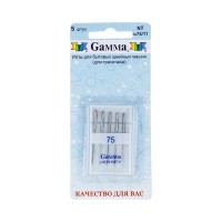 Иглы для быт. шв. машин "Gamma"   NT № 75   для трикотажа   5 шт  в блистере №75