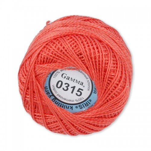 Пряжа "Gamma"   Ирис   100\% хлопок   10 шт. х  10 г  82 м ± 3 м №0315 красно-оранжевый