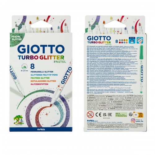 "Giotto"   Блестящие фломастеры "Пастельные цвета" с глиттером   8 цв F426300