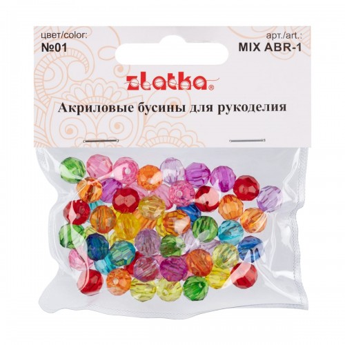 Бусина "Zlatka"   MIX   акрил   ABR-1   10 мм  25 г №01 ассорти