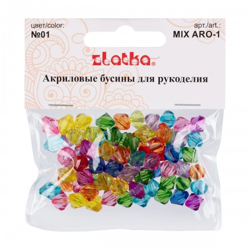 Бусина "Zlatka"   MIX   акрил   ARO-1   9 х 10 мм  25 г №01 ассорти