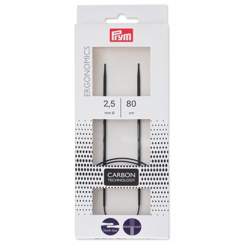 Спицы  PRYM 215301   круговые Ergonomics Carbon   полимер  d 2.5 мм  80 см  1 шт .