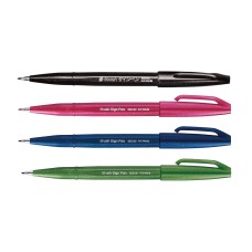 "Pentel"   Набор Brush Pen в картоне, 4 цвета   от 0.2 мм   4 цв.  кисть SES15-4