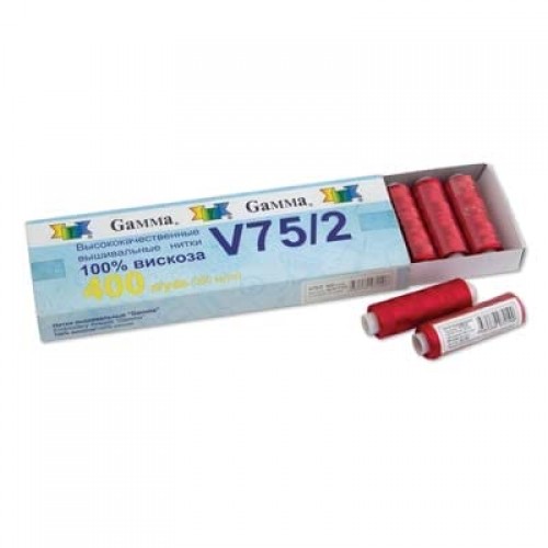 Нитки для вышивания "Gamma"   V75/2   100\% вискоза   10 x  365 м  400 я 15-6114 светло-зеленый