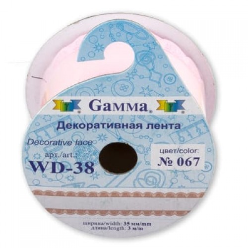 "Gamma"   лента декоративная   WD-38   ФАСОВКА   35 мм  5 х  3 м  СК/Распродажа №103 малиновый