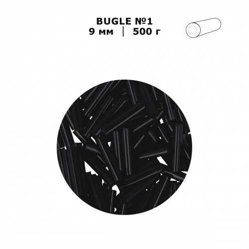 Бисер Япония "TOHO" BUGLE №1   9 мм  500 г №0049 черный