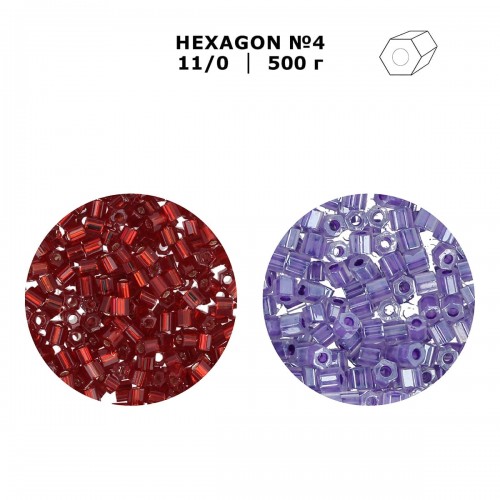 Бисер Япония "TOHO" 11/0   HEXAGON №4   2.2 мм  500 г №0025D гранатовый
