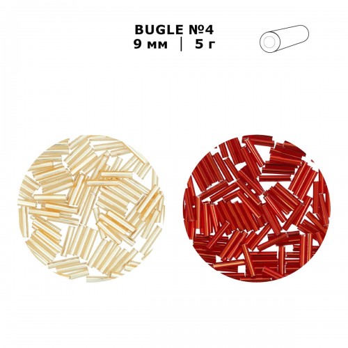 Бисер Япония "TOHO" BUGLE №4   9 мм  5 х  5 г №0022F св.золотистый