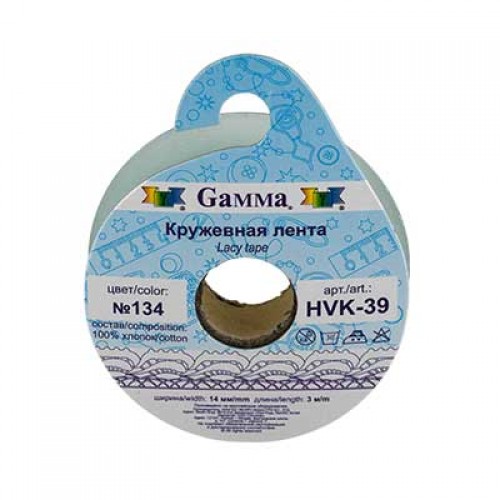 "Gamma"   кружевная лента   HVK-39   ФАСОВКА   14 мм  5 х  3 м  СК/Распродажа №134 зеленый