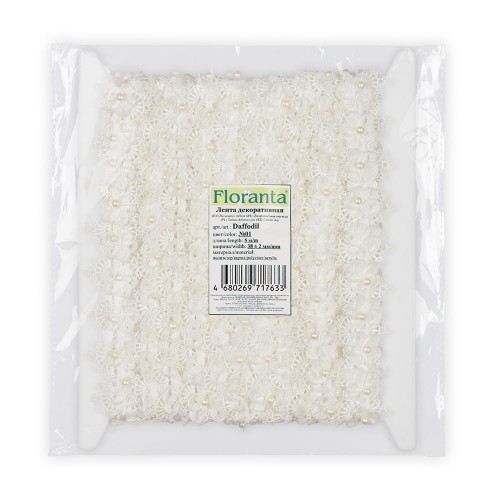 Лента декоративная "Floranta" Daffodil   38 мм  5 м №01 белый